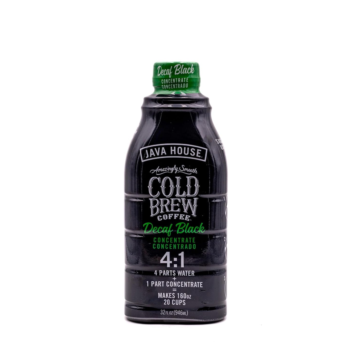 JAVA HOUSE Cold Brew Coffee, Colombian 4:1 Liquid Concentrate, 32 Ounce Bottle (Pack of 6)